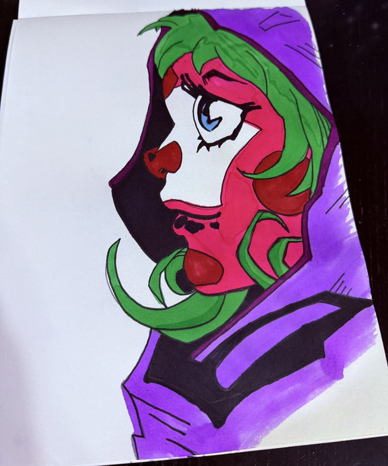 Green-Haired Comic Portrait by Andrew Tuttle